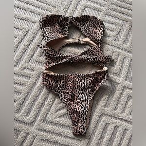 Leopard print one piece bikini
